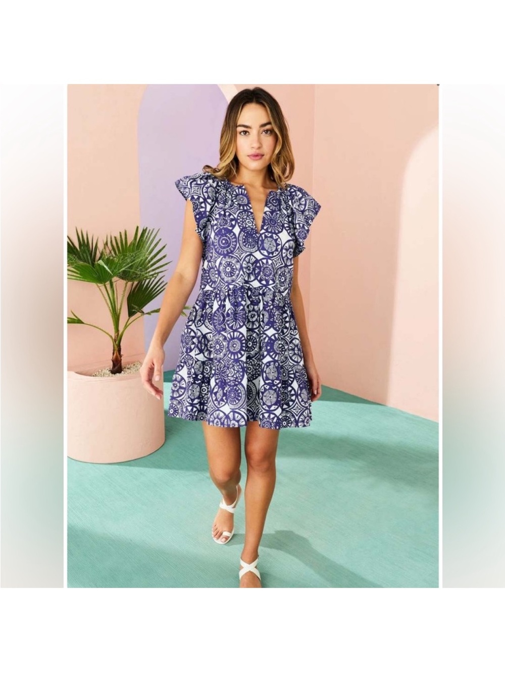 New Marie Oliver Kara dress iris coin print size Small